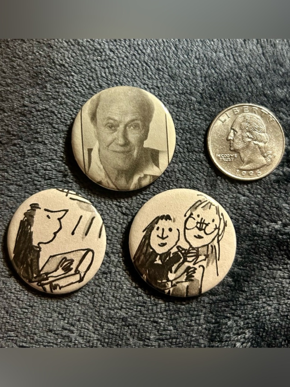 Matilda Button Set Roald Dahl Book Page Pins 1.25in Handmade Literary Set of 3 - Picture 2 of 8